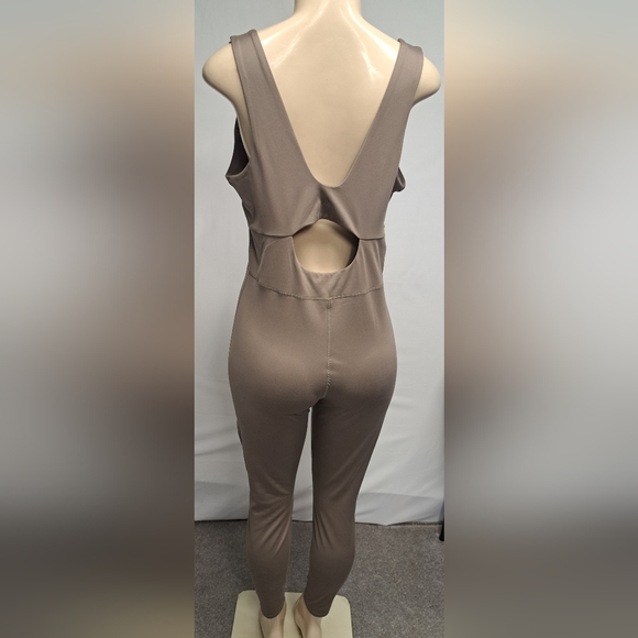 All In Motion XXL Spandex Jumpsuit Cut Out Back Body Shaping Taupe Color - Picture 2 of 5